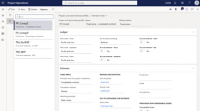 A screenshot of a computer interface displaying a financial project operations software with tabs of financial estimates.