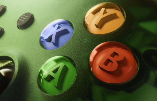 Primer plano de los botones ABXY del Mando inalámbrico XBOX X25 de edición especial