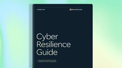 A dark blue cover with white text that reads Microsoft Security Cyber Resilience Guide.