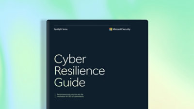 A dark blue cover with white text that reads Microsoft Security Cyber Resilience Guide.