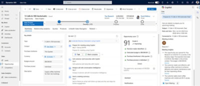 A screenshot of a 5 cafe A-100 automatic opportunity with summary tab selected.