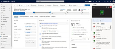 A screenshot of a 5 cafe A-100 automatic opportunity with summary tab selected.