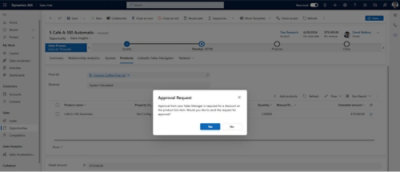 A screenshot of a computer screen showing approval request.