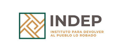 Logo of INDEP, featuring a geometric design next to the acronym and the full name "Instituto para Devolver al Pueblo lo Robado" underneath.