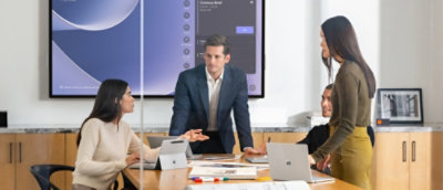 A group of people in a meeting.