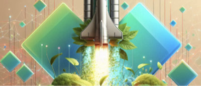 A rocket launching into the air.