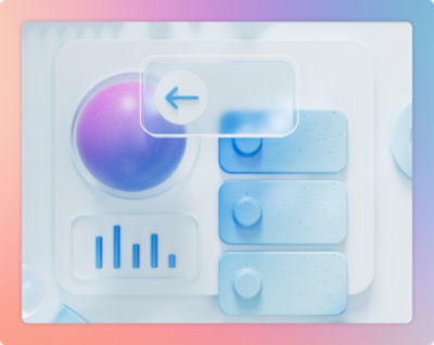 A blue arrow on a white circle.