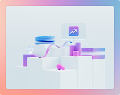 A white cubes with purple objects on them.