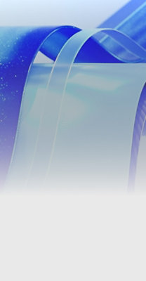 A blue tube with white lines on a blue and white background.