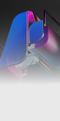 A close-up of a blue and purple object.