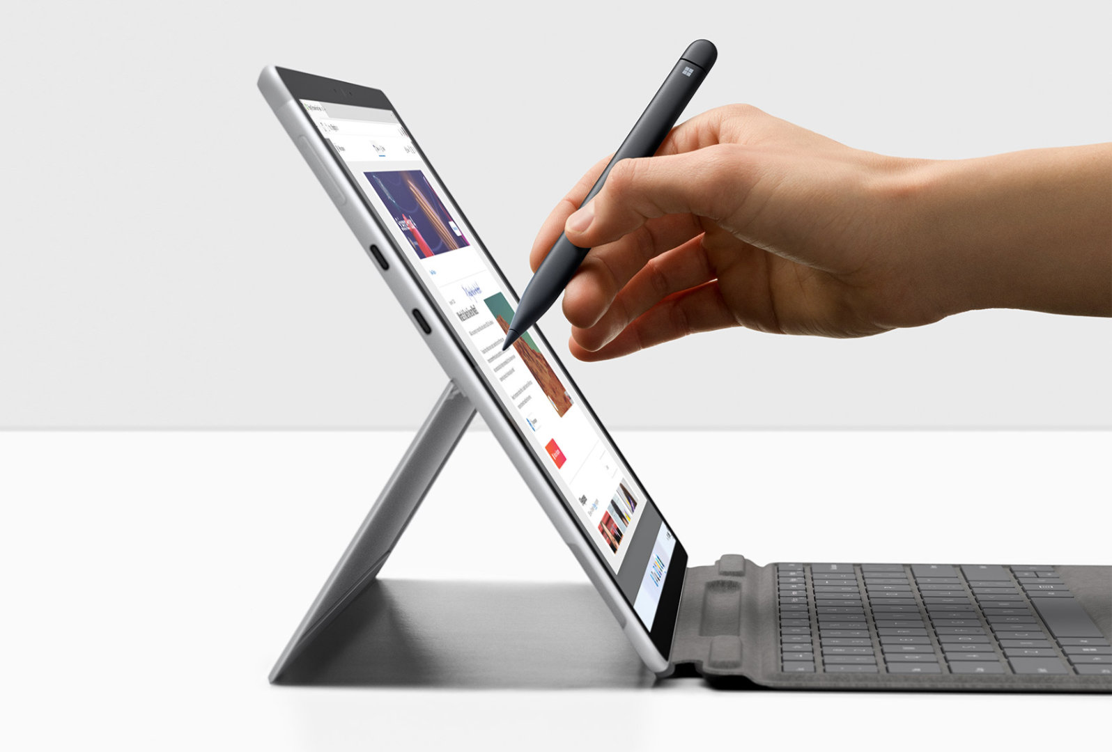 Surface Pro X being used with Surface Pen