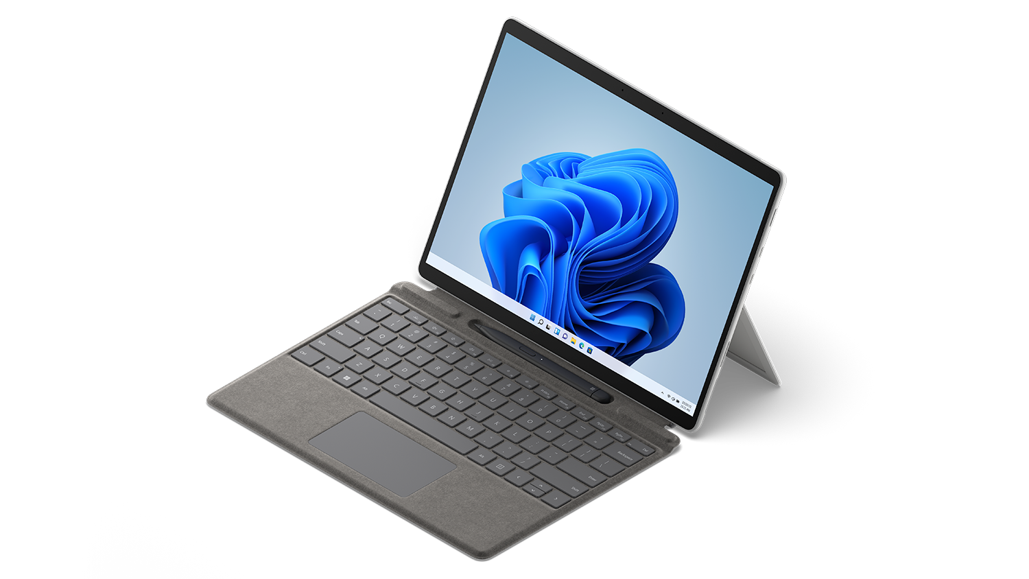 Surface Pro 8 getoond met Surface Type Cover.