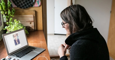 A person sitting at a desk