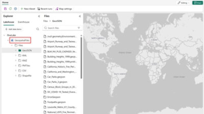 Geospatial files listed with world map preview