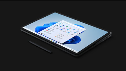採用工作室模式的 Surface Laptop Studio 與 Surface 超薄手寫筆 2。