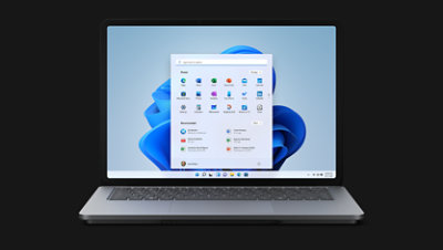 En Surface Laptop Studio rakt framifrån i bärbar dator-läge.