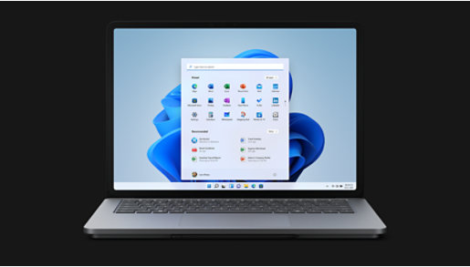 Surface Laptop Studio von vorne im Laptop-Modus.