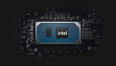 A close-up of the Intel chip.