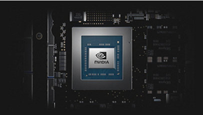 A close-up of the NVIDIA chip.