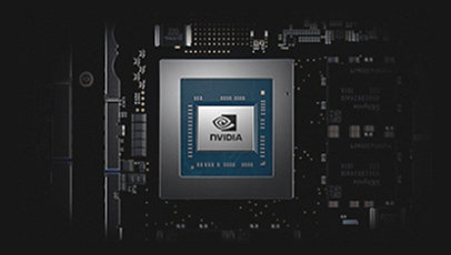 Een close-up van de NVIDIA-chip.