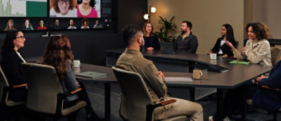 A group of people discussing.