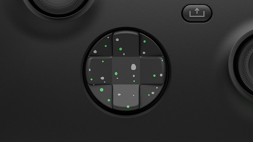 Close up of the D-pad on Xbox wireless controller.