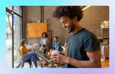 A person looking at tab