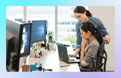 A person looking at a laptop.