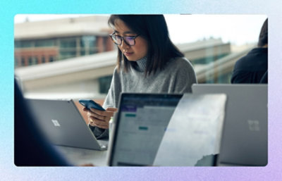 Woman working on a laptop