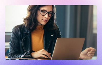  A woman working on laptop.
