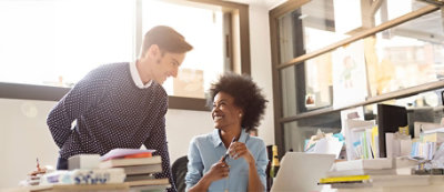 A person and another person smiling at each other