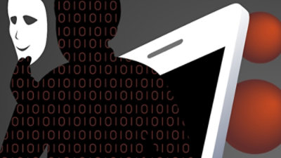 A person shadow on mobile screen.