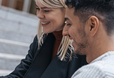 A men and women smiling