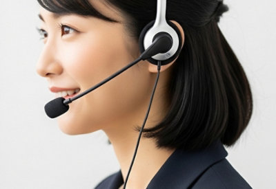 A close-up of a person's face with headphones.