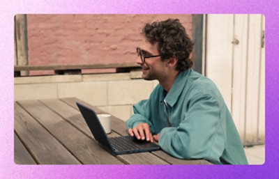  A man working on laptop.