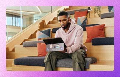 A man working on tablet.