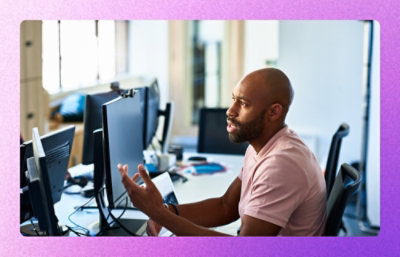 A man working on a computer.