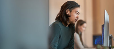 A man working on computer