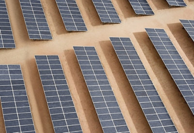 Primer plano de un panel solar.