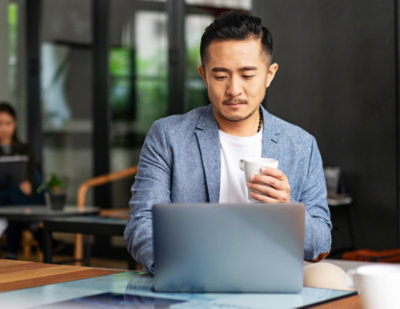 A man working on a laptop