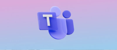 Microsoft Teams-Logo vor einem Hintergrund mit blau-lila Farbverlauf