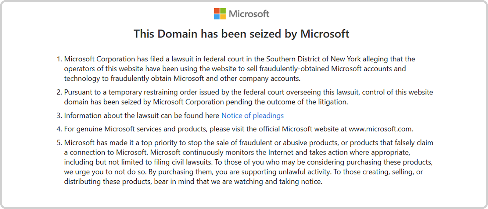 Diese Domain wurde auf Antrag von Microsoft beschlagnahmt.