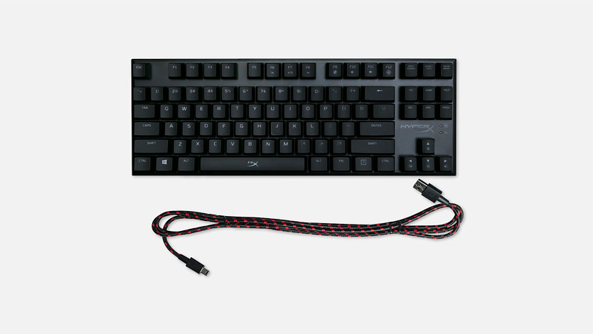 Front view of Kingston HyperX Gaming Keyboard with cable.