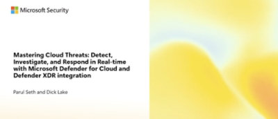 A yellow and white abstract background with text describing cloud security tools and integration.