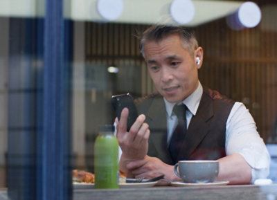 A person looking at mobile