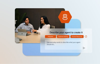 Un hombre y una mujer sentados delante de una mesa.