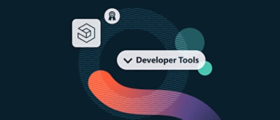 A screenshot of a software application with a colorful wave background and the text V Developer Tools.