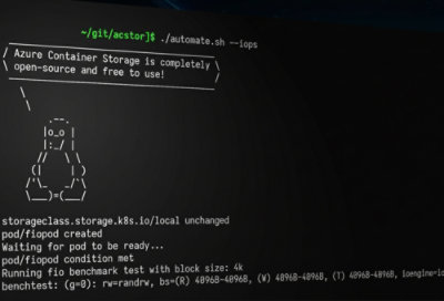 A computer screen displays white text with code and terminal commands.
