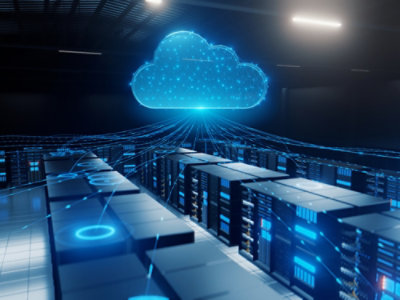 A cloud computing network in a room.