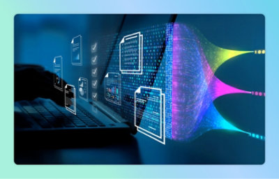 A laptop with colorful lights illuminated around it.